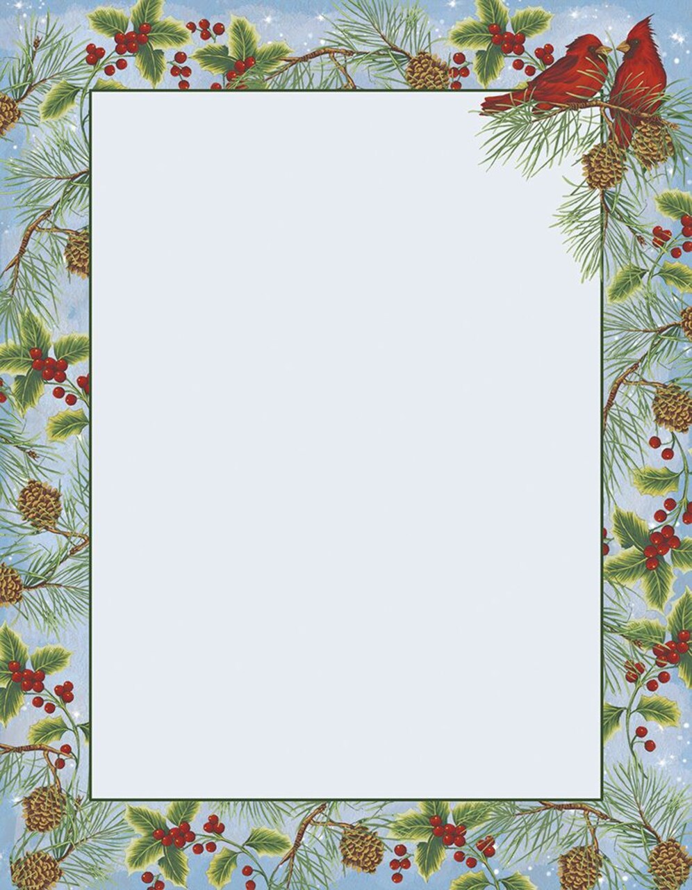 Great Papers! Cardinal with Pine Holiday Stationery Letterhead, 8.5" x 11", Printer Friendly, 80 sheets